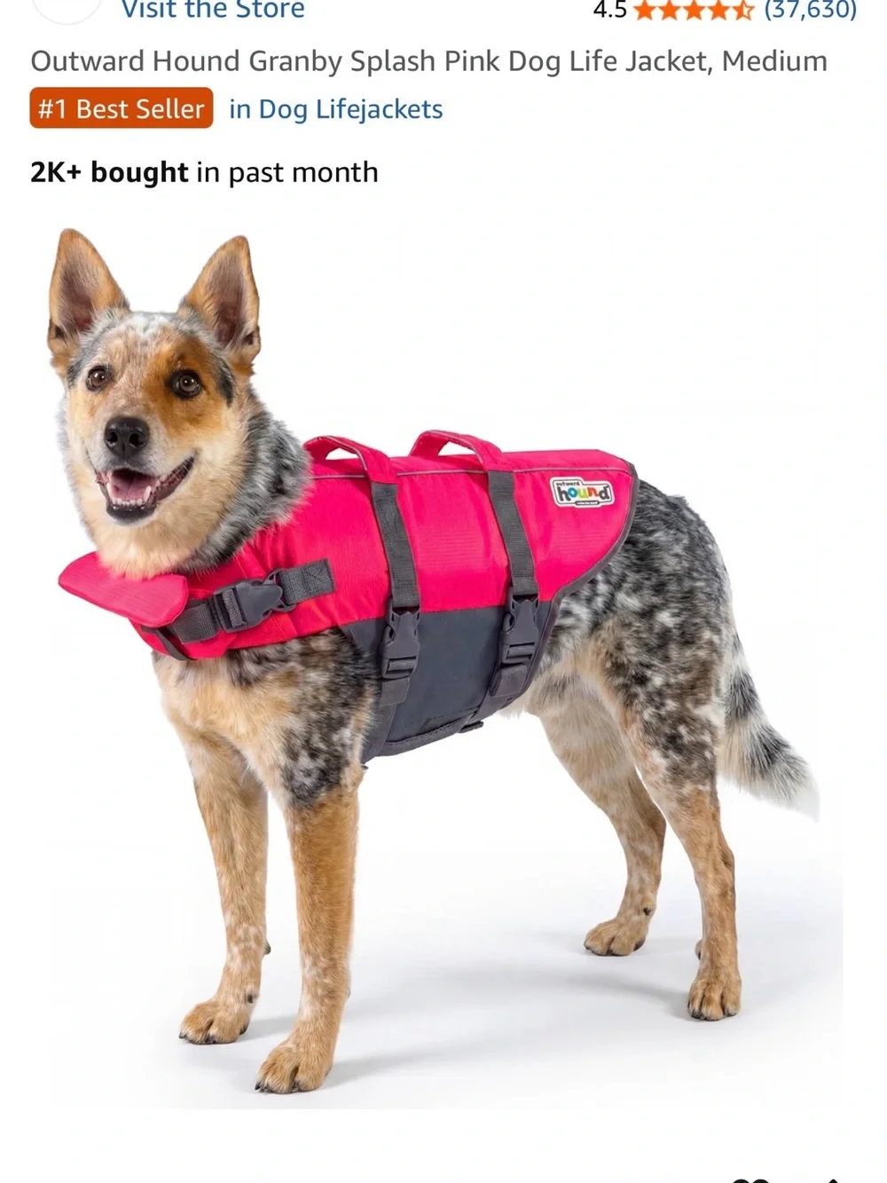 Outward Hound Pink & Black Dog Life Jacket with Secure Straps